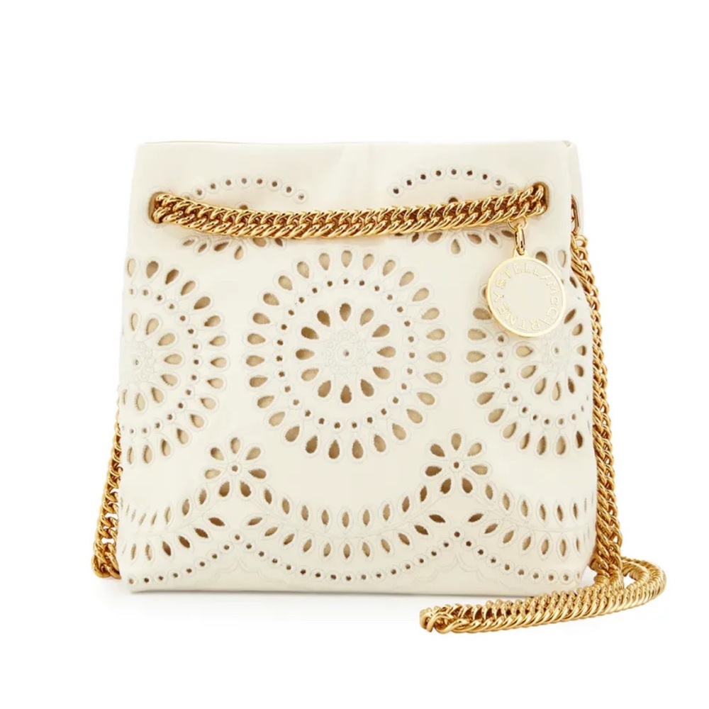 STELLA MCCARTNEY
Noma Eyelet Crossbody Bucket Bag, Ivory